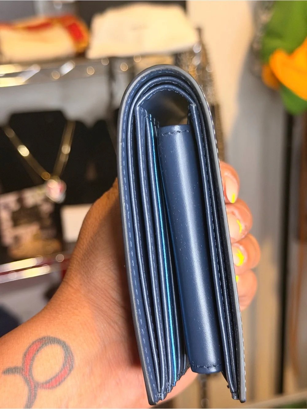 Lanvin en Bleu Two-Tone Blue Leather Bifold Men’s Wallet